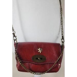 Pratisi Small Leather Red Distressed Chain Shoulder Crossbody BagFabulous
